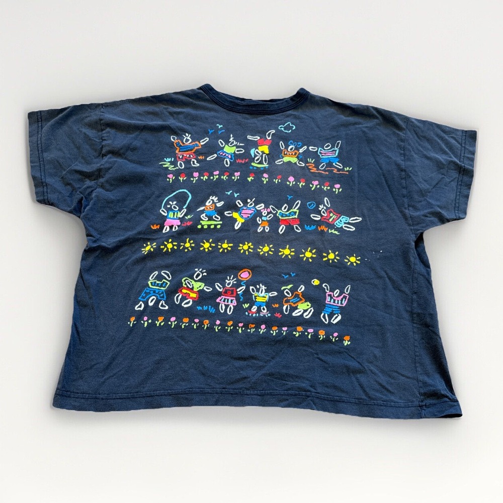 Vintage Shirt Women's L Cropped‎ Black Recess Kids Playing Grandmacore 90s